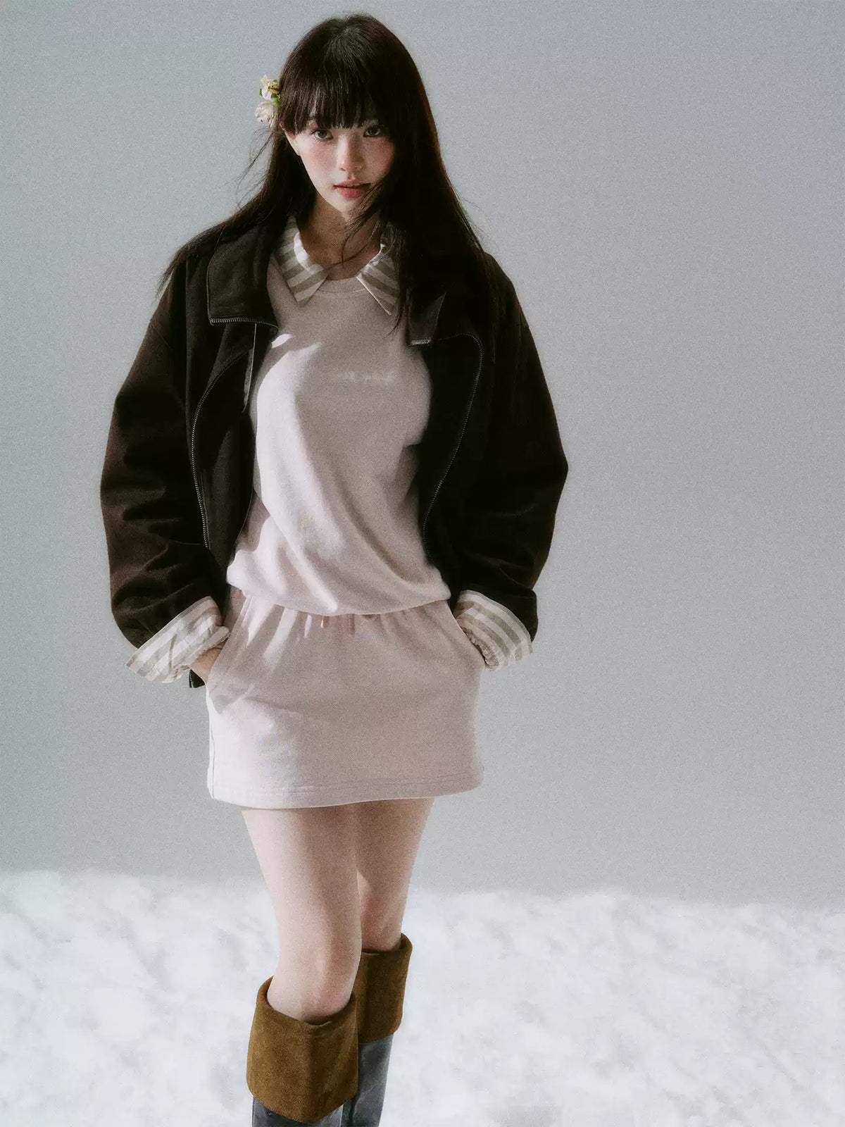 LOST FOREST - Radiant Seasons Japanese Collegiate Sweatshirt & Skirt Set – Pink