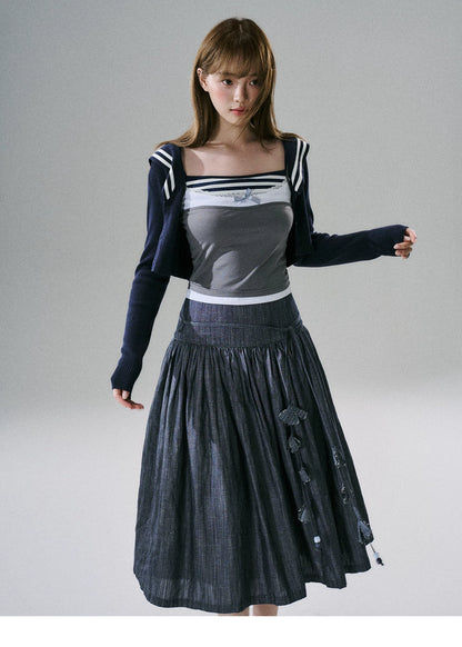 LOST FOREST - Navy Hooded Knit Cardigan
