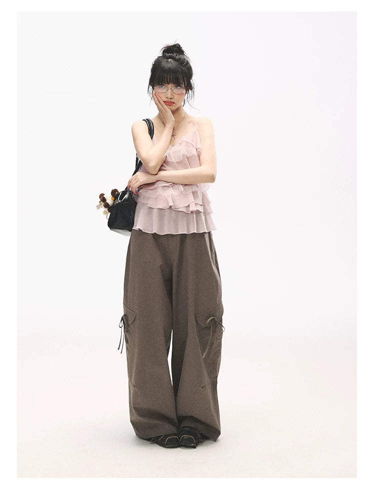 "Star Haven" Tiered Ruffle Cami Top (Cloud Blush Pink/ Moonlight Gray)