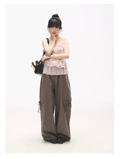"Star Haven" Tiered Ruffle Cami Top (Cloud Blush Pink/ Moonlight Gray)