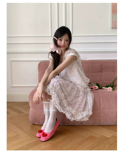 “Strawberry Boba Daydream” Pink Polka Dot Bubble Skirt Set