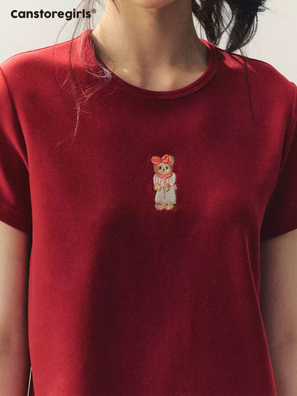 "Bear Morning Diary" Teddy Embroidered Tee LL2026048