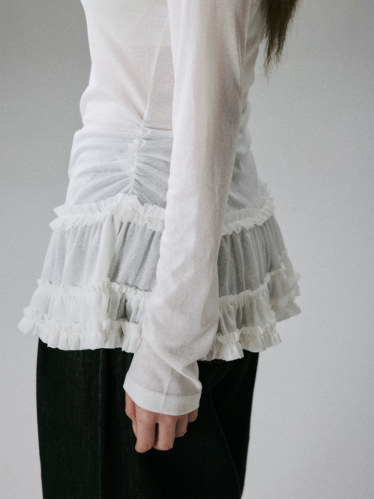 LOST FOREST - White Sheer Lyocell Layering Top