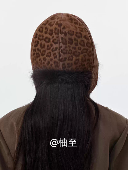 Mocha Brown Leopard Print Trapper Hat – Plush Ear-Flap Winter Hat