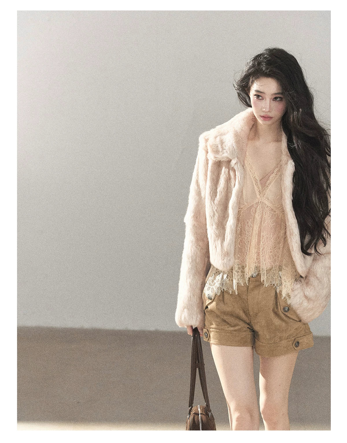 AOMALM - Frosty Lavender Gray Rabbit Fur Jacket