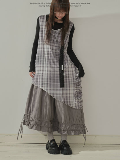 "Quiet Form" Mist Gray A-Line Maxi Skirt