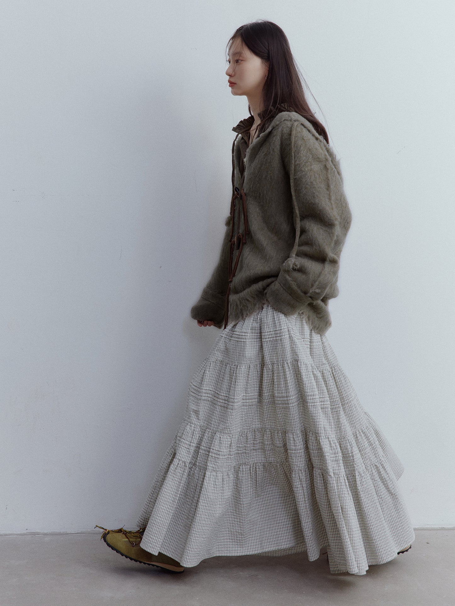 FUSSED Misty Forest Wool Mohair Knit Cardigan – Moss Green FOF-25SS130