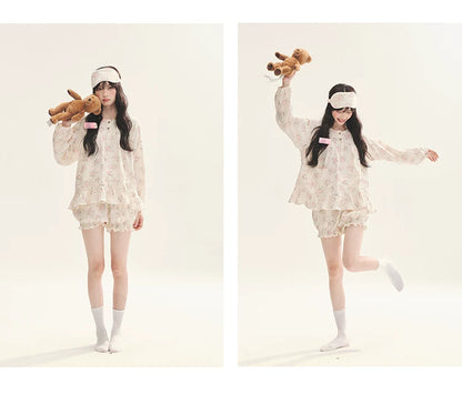 "Floral Journal" Cream Floral Pajama Collection (Free Eye Mask)