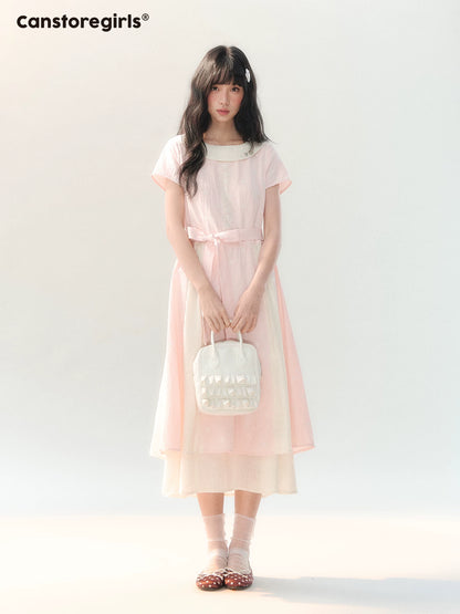 170726C "Sakura Mist Blossom" Pink Floral Doll Collar Dress