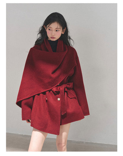 少也眼 “Winter Balcé Whisper” Wool Blend Overcoat - Red 7886436