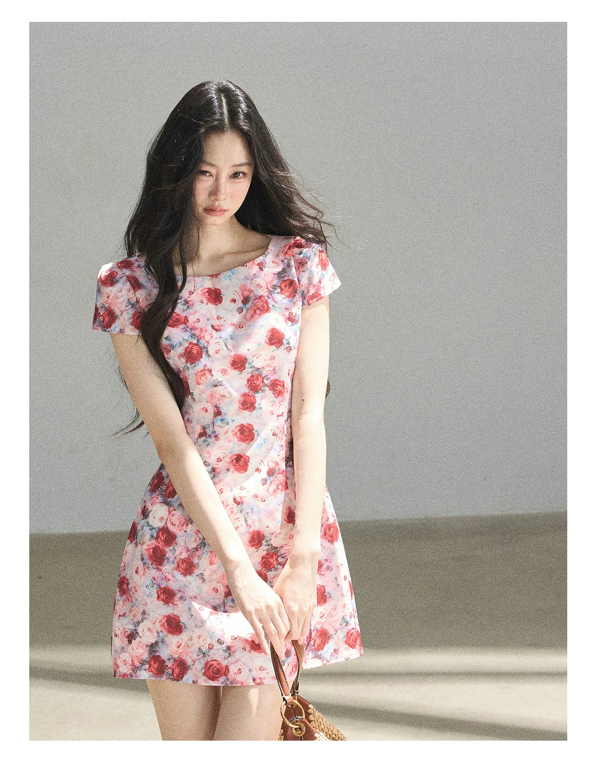 "Half a Rose" Dried Rose Fit & Flare Mini Dress