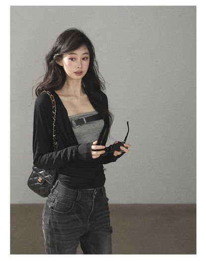 170726 "Where the Mist Meets the Shore" Tranquil Black Layered T-Shirt Top