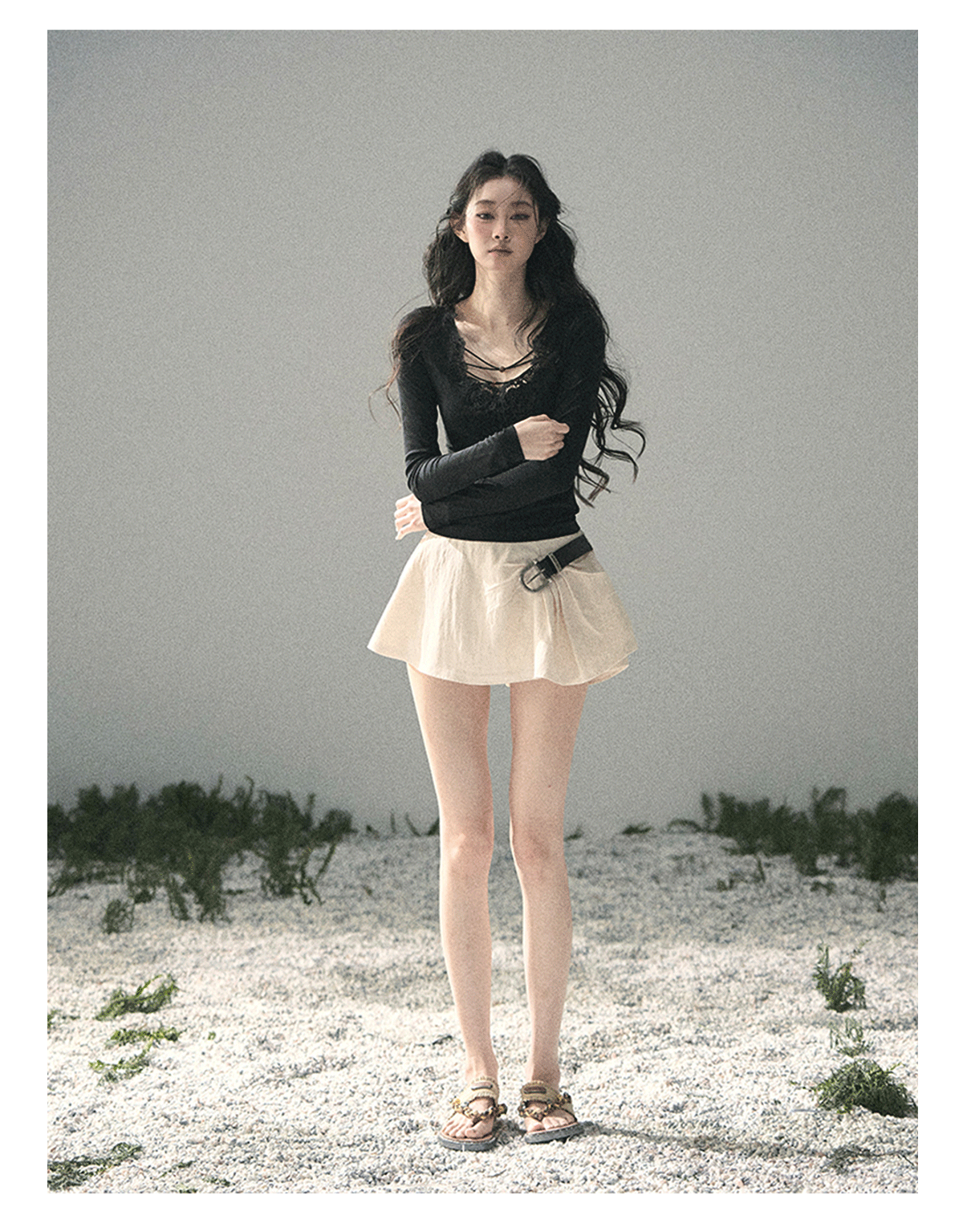 “Lace Summer Haven” Midnight Black Lace V-Neck Top