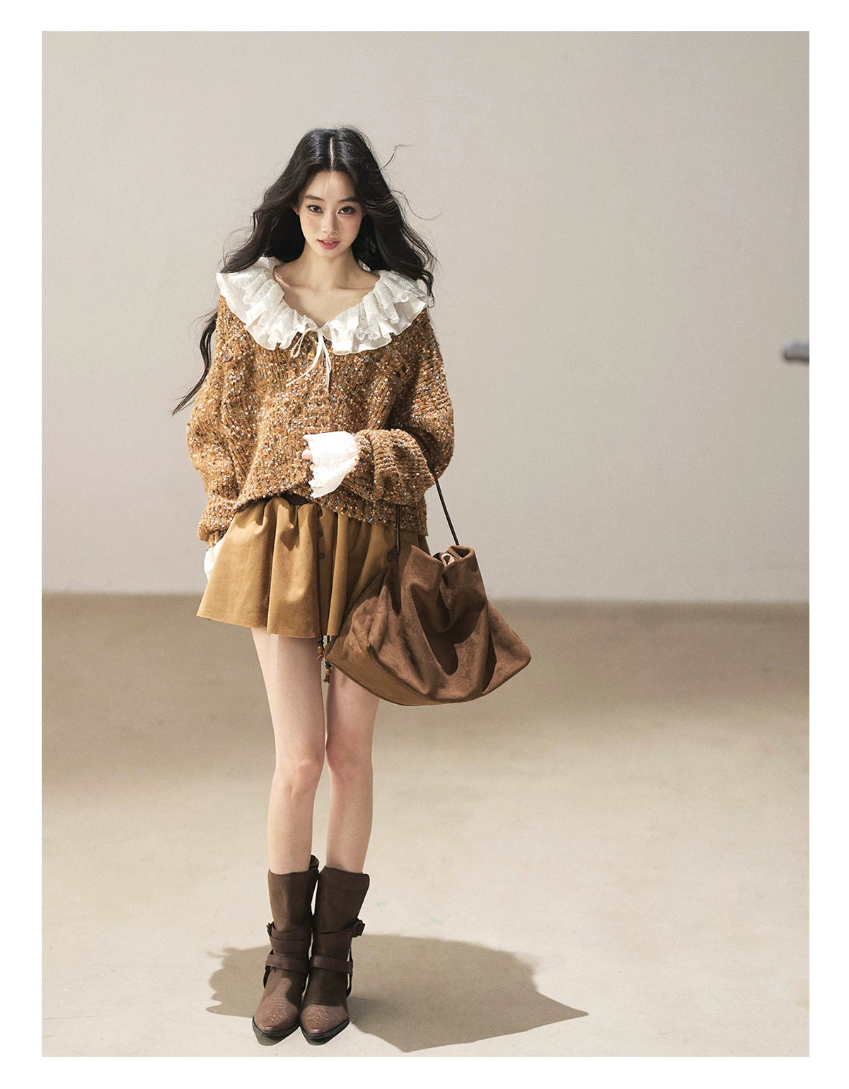 AOMALM - Toasted Pecan Marled Knit Cardigan