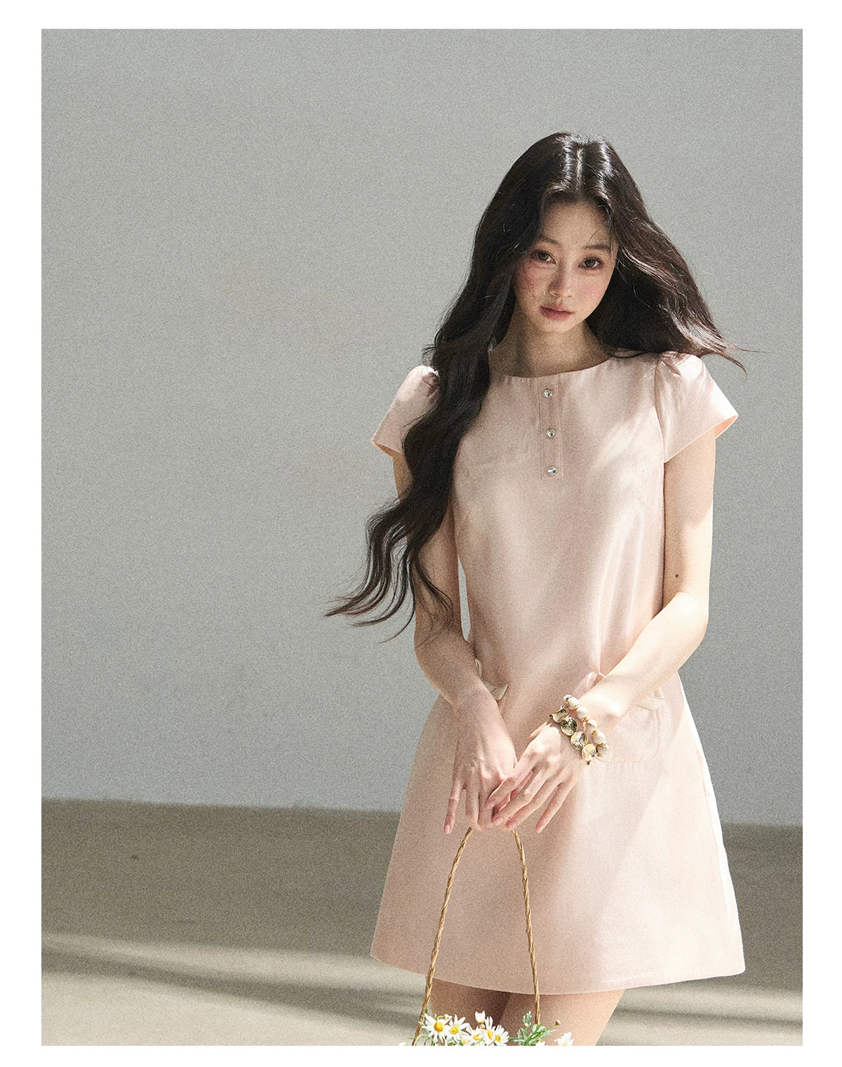 "Blush Haze" Cinnamon Pink Lace Babydoll Mini Dress