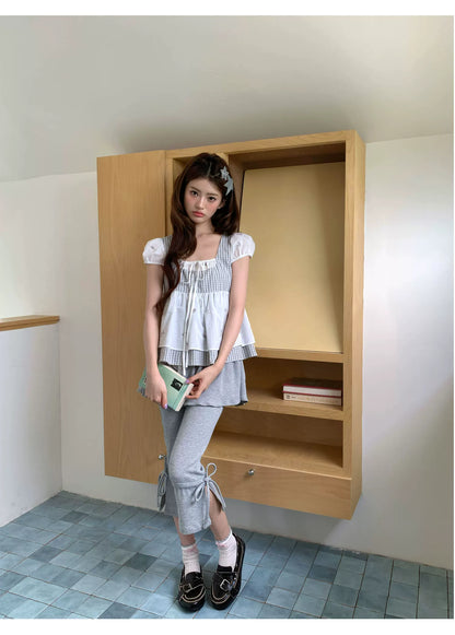 [RF] “Milk Gray Ballet” Gray Adjustable Drawstring Slim Flare Pants