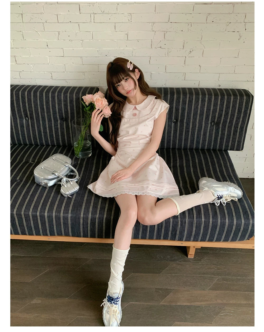 “White Tea Daydream” Pink Peter Pan Mini Dress