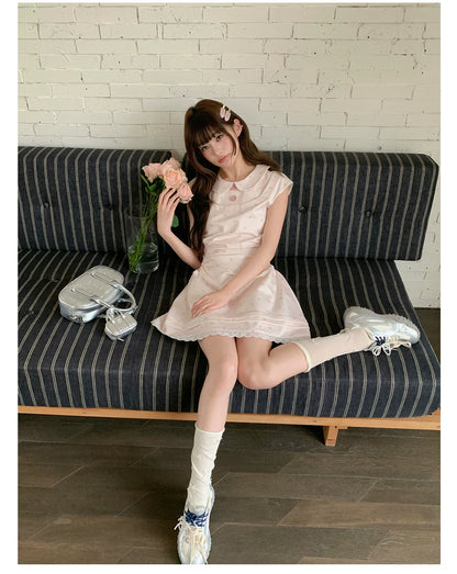 “White Tea Daydream” Pink Peter Pan Mini Dress