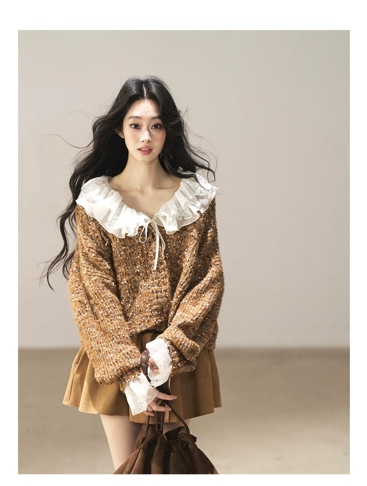 AOMALM - Toasted Pecan Marled Knit Cardigan