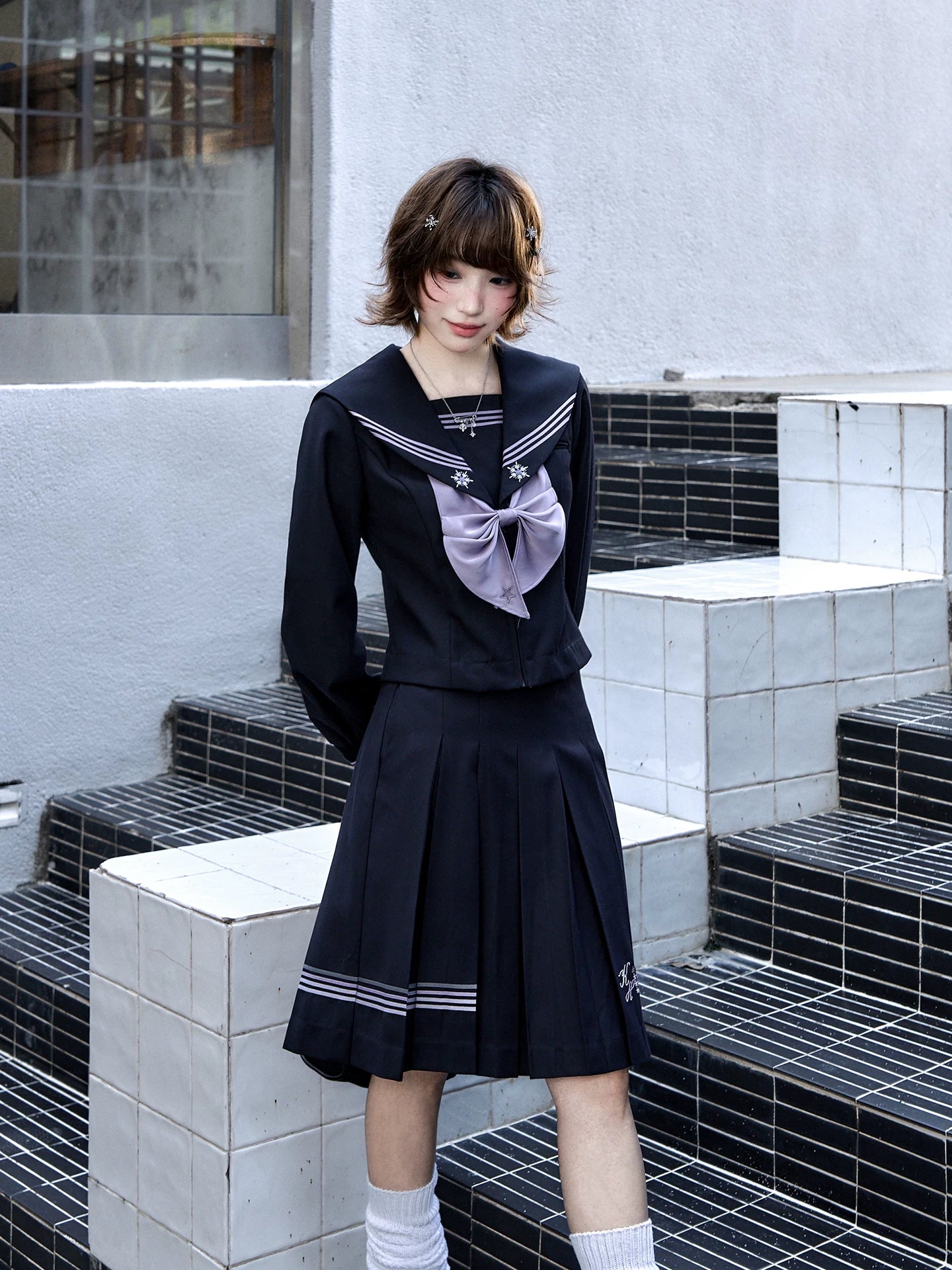 "Whispering Snow Lily" Sailor Uniform Collection (Top/ Skirt/ Ribbon Tie)