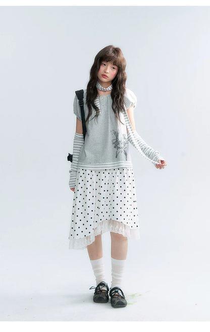 "Starlit Sketch" Heather Gray Graphic Knit T-Shirt