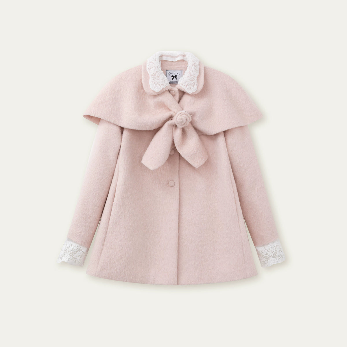SunsetPark - "Everyday Heiress" Heiress Pink Cape Coat Set (Coat + Detachable Cape)