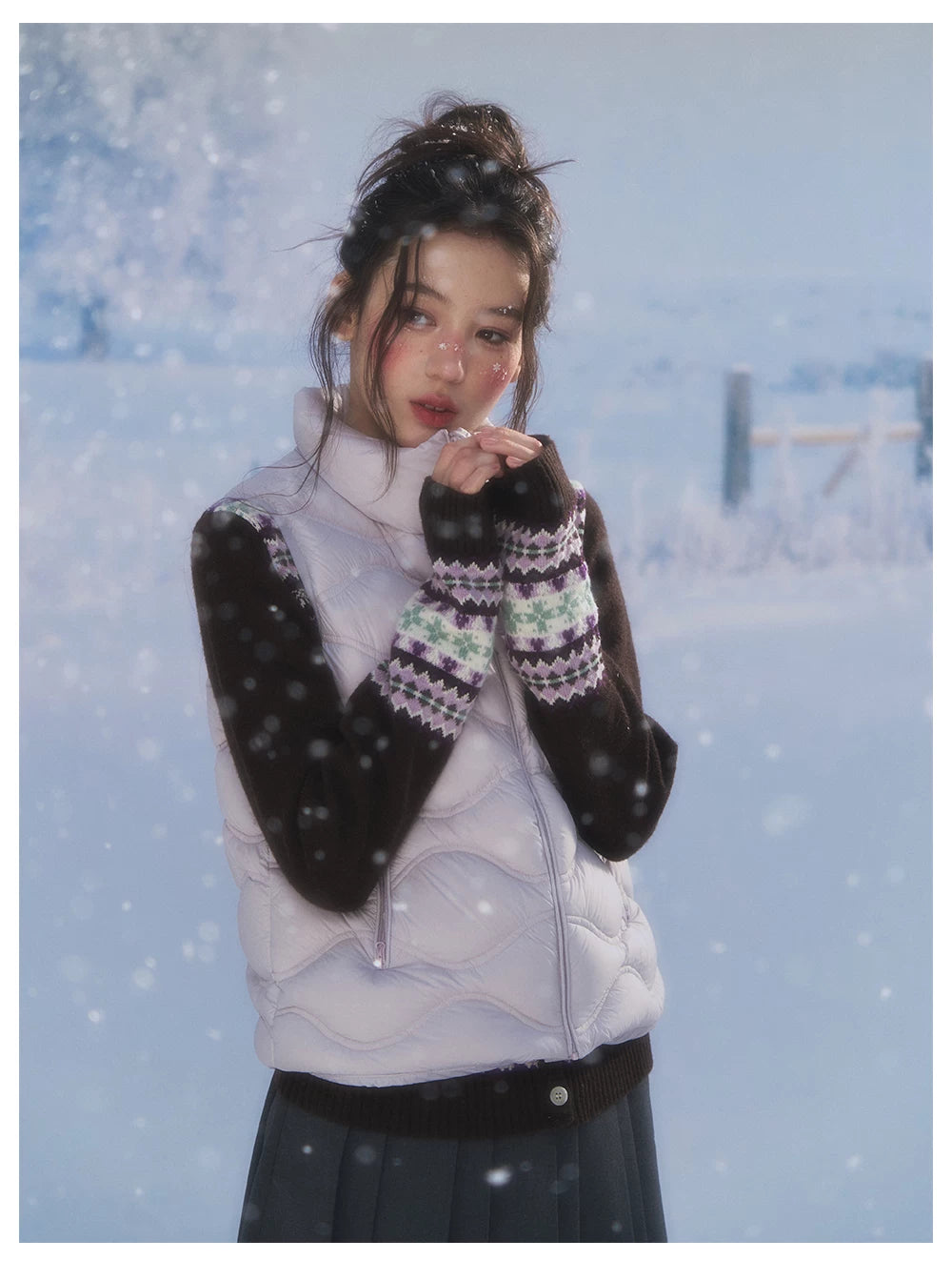 CANSTORE - "Coffee Grape" Fair Isle Brown Knit Cardigan