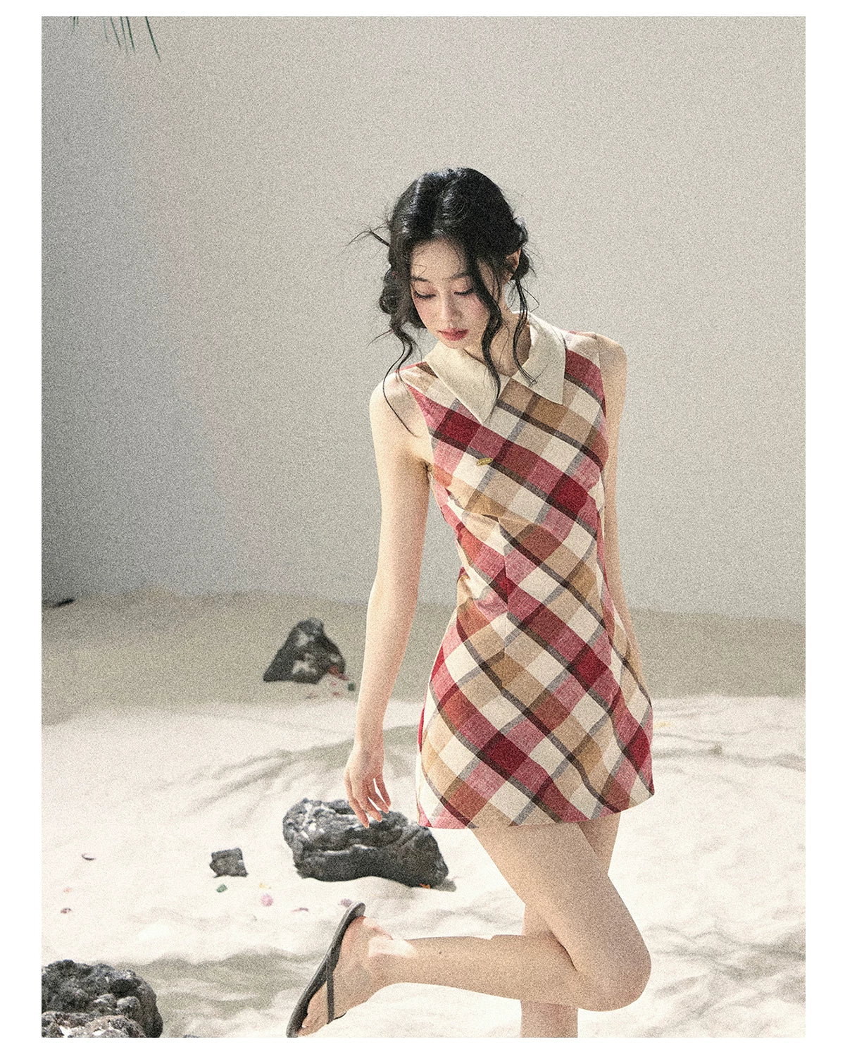 "Sunset by the Shore" Vintage Red Plaid Polo Mini Dress 358648564