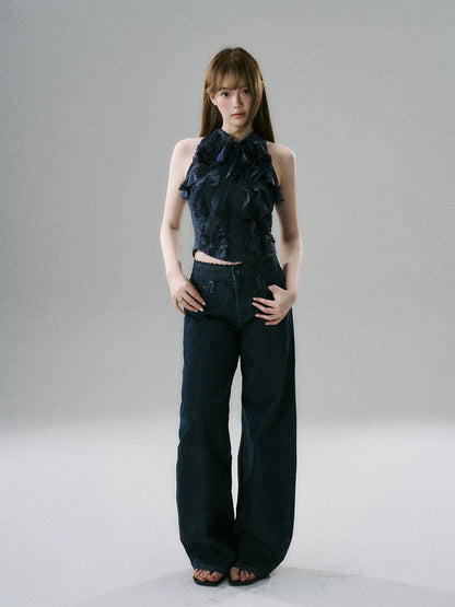 LOST FOREST - Low-Rise Wide-Leg Raw Denim Jeans