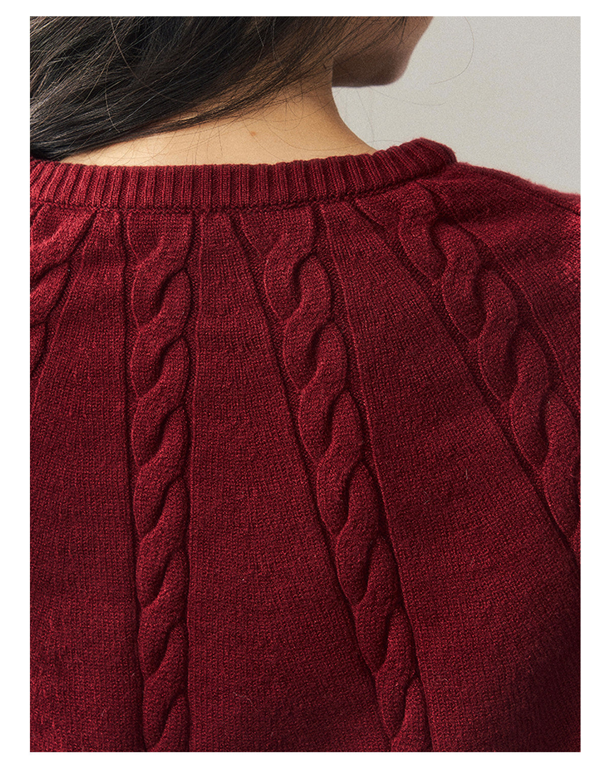 少也眼 "Miss Daisy" American Cable Knit Cape Sweater in Falu Red