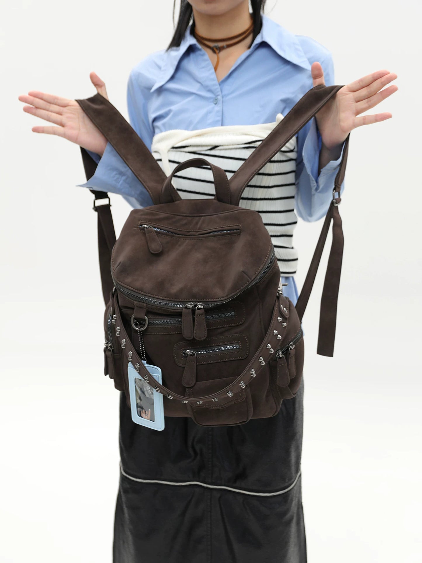 Reese Lincoln Suede Motorcycle Backpack