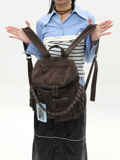 Reese Lincoln Suede Motorcycle Backpack