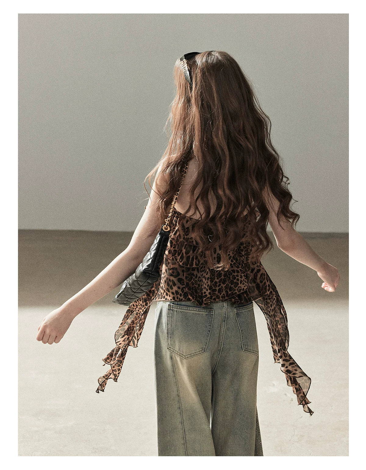 "Chasing the Sunset" Chestnut Brown Leopard Halter Ruffle Crop Top