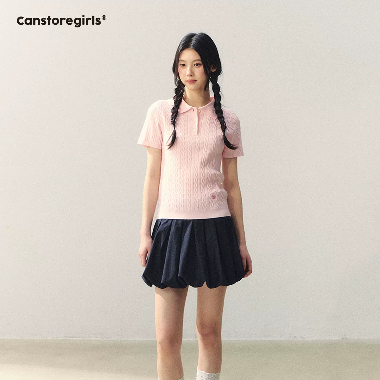 "Colorblock Bear Diary" Knit Polo Tee LL2026020