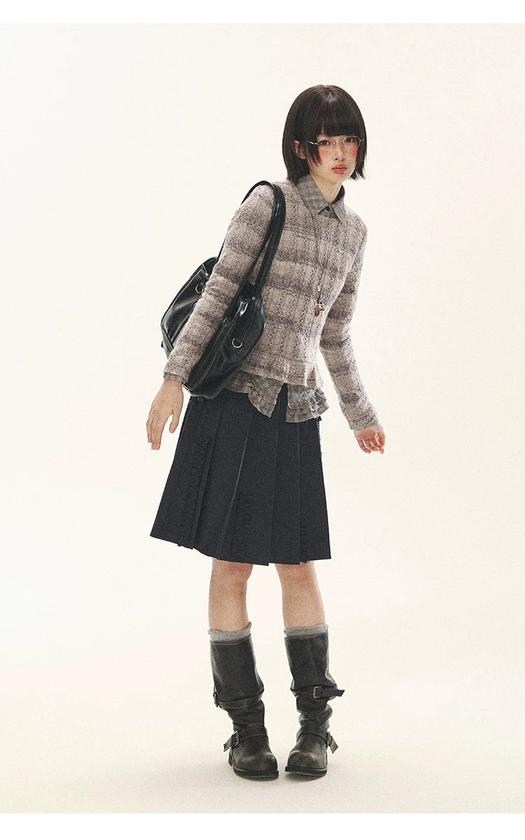 "Sandalwood Violet" Purple Mist Open-Knit Peplum Sweater