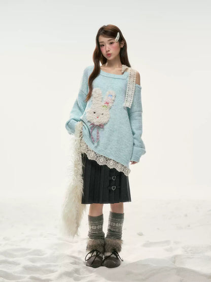 BIBIBENCY - Light Blue Bunny Alpaca-Blend Sweater