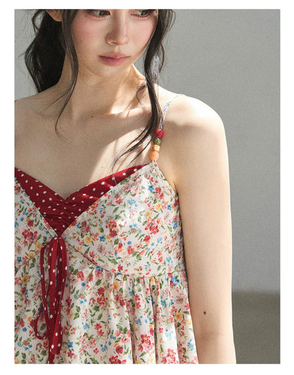 "Berry Petals" Dutch Cream Layered Floral Asymmetrical Peplum Top