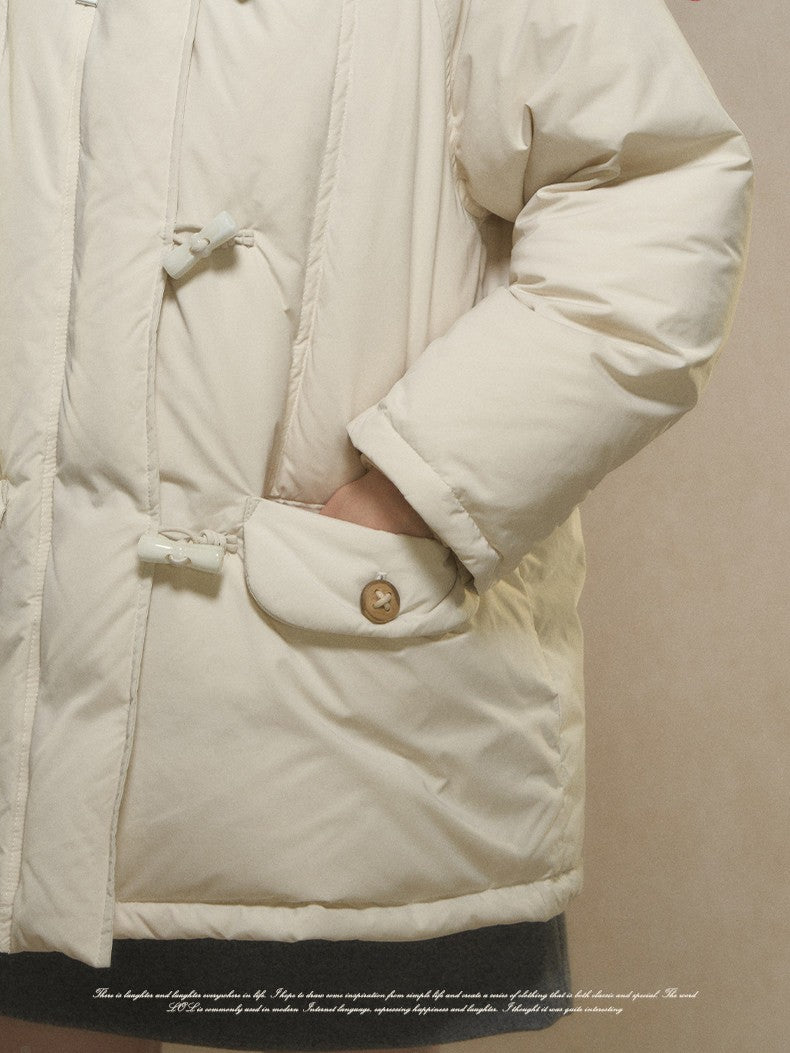 Snow Charm Ivory Toggle Down Coat 1G1101Y115XD