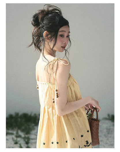 “Ripples Along the Hem” Butter Yellow Reversible Babydoll Dress