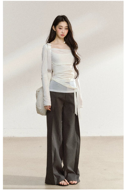 JN's DESIGN - Dark Gray Wide-Leg Tailored Trousers