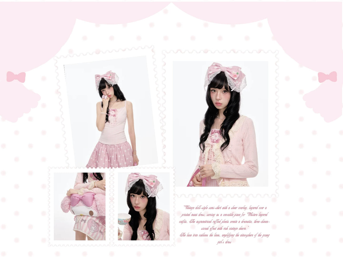 “Pink Dollcore” Pink My Melody Layered Lolita Girl Set