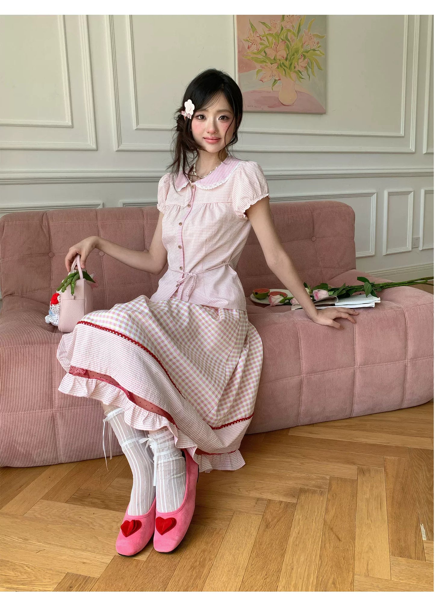 “Pink Plaid Daydream” Pink Plaid Skirt Set