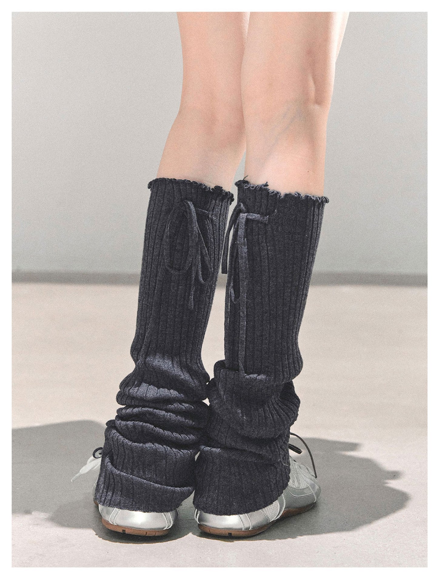 少也眼 “Whispered Warmth" Knit Winter Leg Warmers - Black