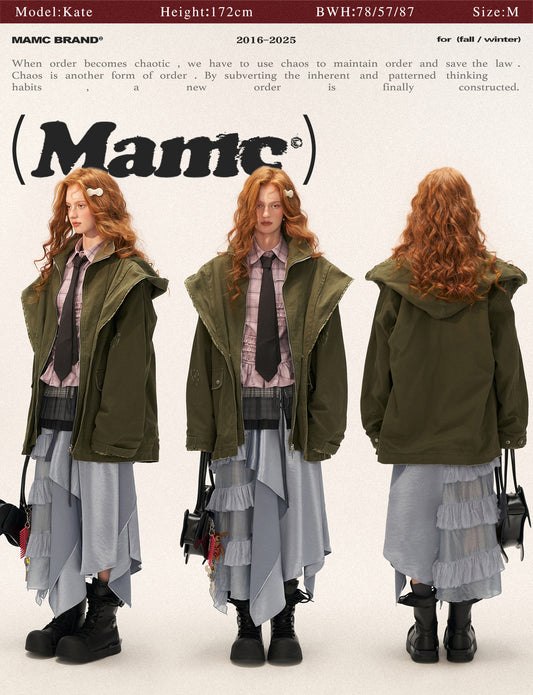 MAMC - Vintage Distressed Army Green Utility Jacket WE733