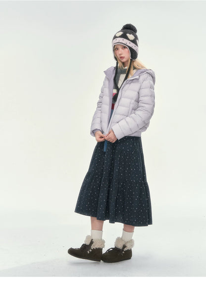 CAN - "Twilight Snow" Hooded 90% White Duck Down Puffer Jacket (Hibiscus Purple / Baby Pink / Water Blue)