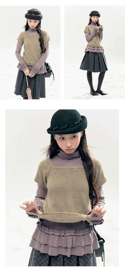 "Vintage Sonata" Khaki 3-Way Convertible Knit Top Set
