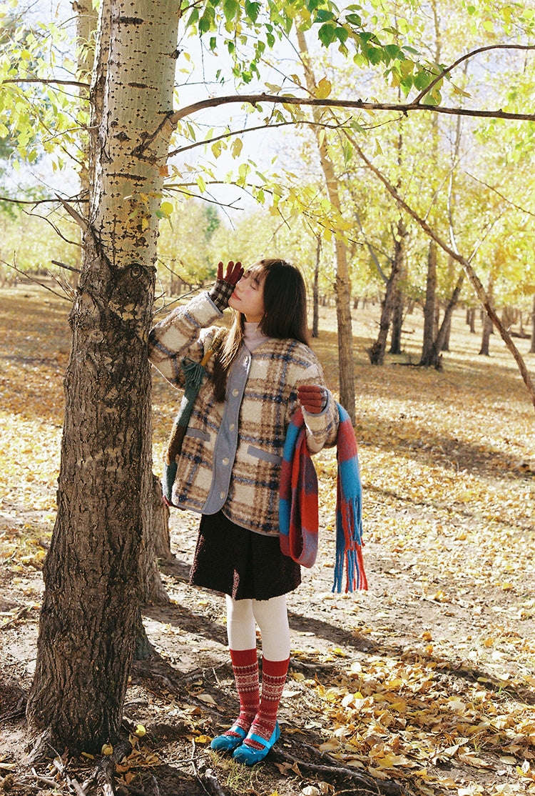 Zzouu - Blue Coffee Imitation Fur Jacket
