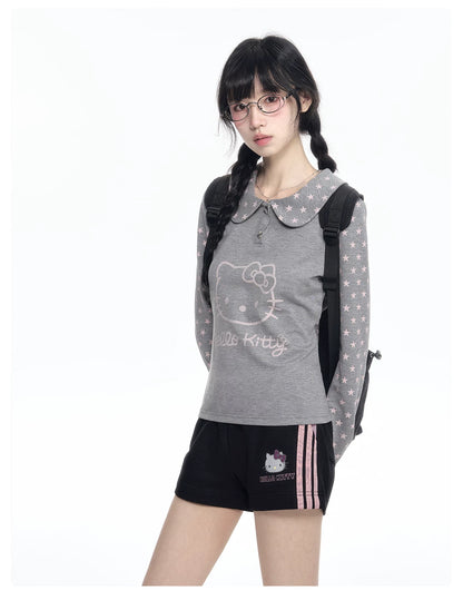 170726K  "Grey Stardust" Layered Campus Collection (Long Sleeve Top / Layered Skort / Athletic Shorts)