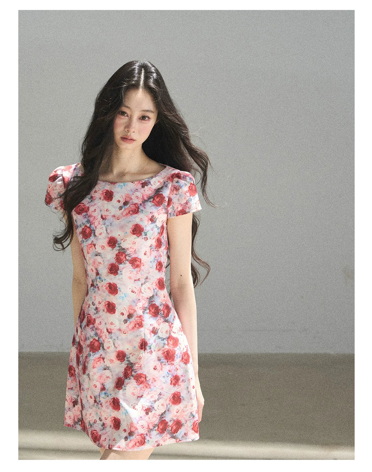 "Half a Rose" Dried Rose Fit & Flare Mini Dress