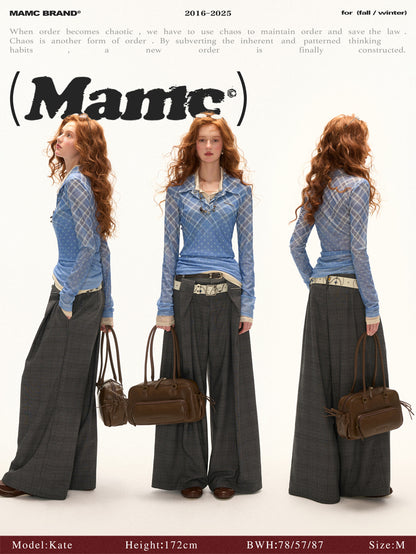 MAMC - Gradient Mesh Plaid Long-Sleeve Top